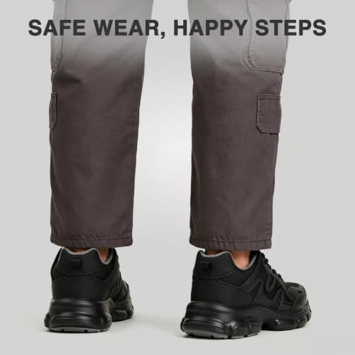 Image of Hogent Steel Toe Shoes for Men Women, Wide & Non-Slip Work Shoes
