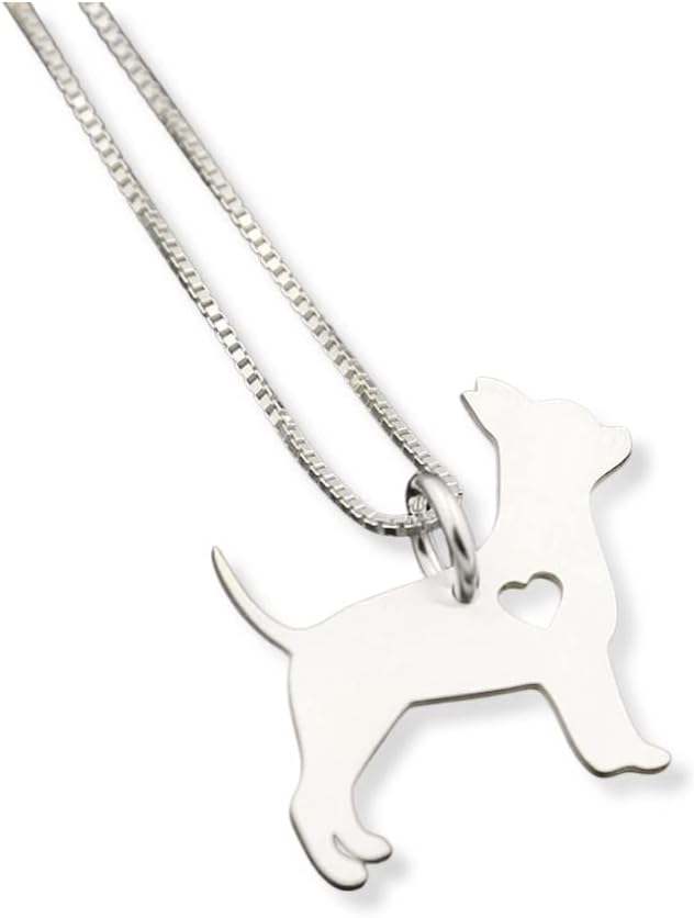 Chihuahua necklace sterling silver dog breeds pendant w/Heart - Love Pet Jewelry Italian chain Women Best Cute Gift, personalized Gift