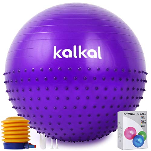 Kalkal Exercise Ball , 65cm Upgraded Anti Slip Yoga Ball with Massage Point Fitness Ball Chair for Birthing?Pilates?Yoga Stability Balance, Quick Pump Included (Purple)