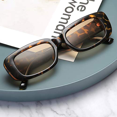 Image of Vintage Rectangle Sunglasses for Women Men 90s Fashion Narrow Square Frame Eyewear UV400 Protection