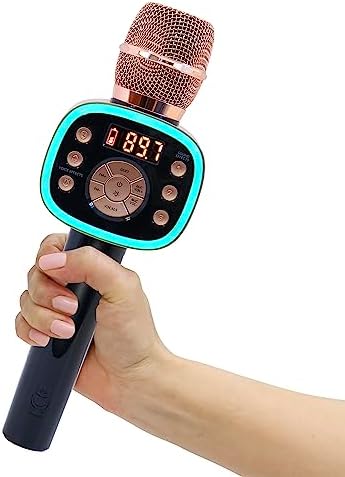 Karaoke Machines - Carpool Karaoke Machine for Kids & Adults, Carpool Karaoke The Mic 2.0 - Wireless & Bluetooth Karaoke Microphone with Voice Changing Sound Effects as White Elephant Gift - Rose Gold