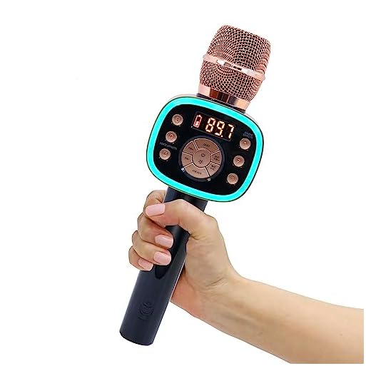 Carpool Karaoke The Mic 2.0 2021 Version, Wireless Bluetooth Karaoke Microphone with Voice Changing Effects and Duet Options, Rose Gold