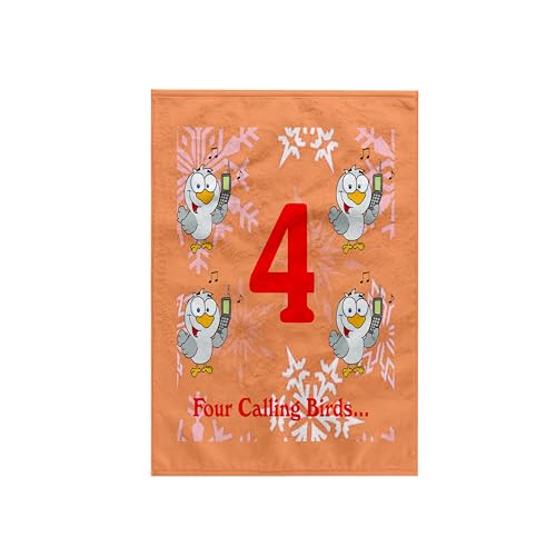 3D Rose 12 Days of Christmas Four Calling Birds Towel, 15' x 22'