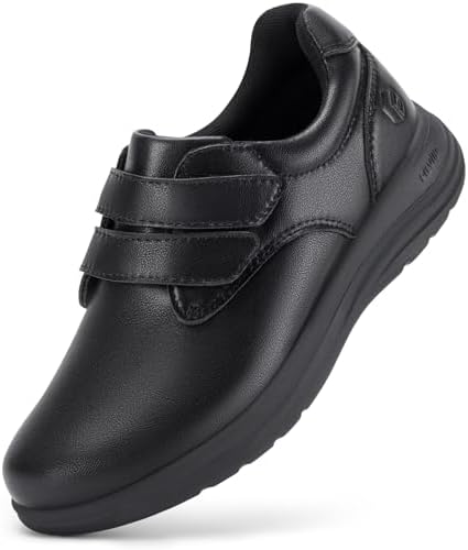 FitVille Diabetische Herenschoenen Extra Breed Leren Orthopedische Schoenen met Klittenband Verstelbare Slippers Comfortabele Casual Zakelijke Wandelschoenen voor Gezwollen Voeten, Bruin 47 EU Breed