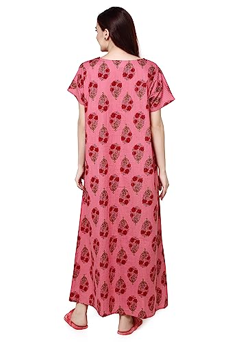 Image of Evolove Women's Cotton Long Maxi Maternity Feeding Night Gown with Pockets, Super Soft Comfortable (LNG-Feeding)