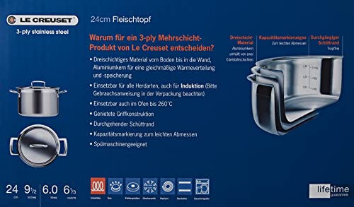 Le Creuset Pentola a 3 Strati con Coperchio, Ø 24