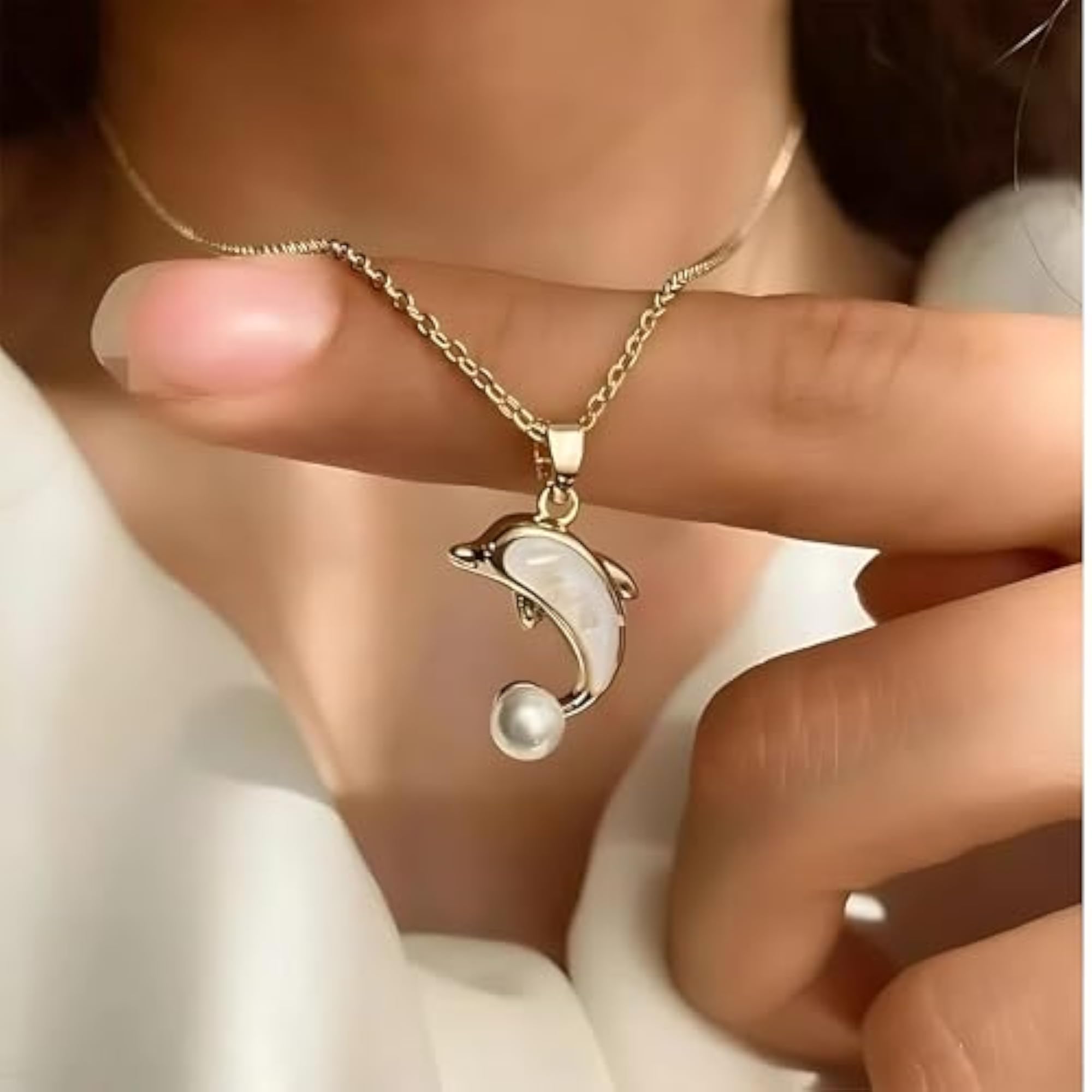 18K Gold Plated Dolphin Pendant Necklace, Everyday Elegance