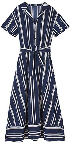 Amazon Co Jp ユアーズ リボン付半袖シャツワンピース Btxn0307 S ストライプ 服 ファッション小物