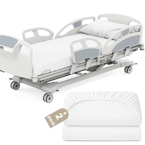 Hospital Bed Sheets 36 x 80 x 9 2 Pack Hospital Fitted Sheet for Home Use & Hospital Care Beds Shrinkage & Stain Resistant Twin XL Sheets Cover White