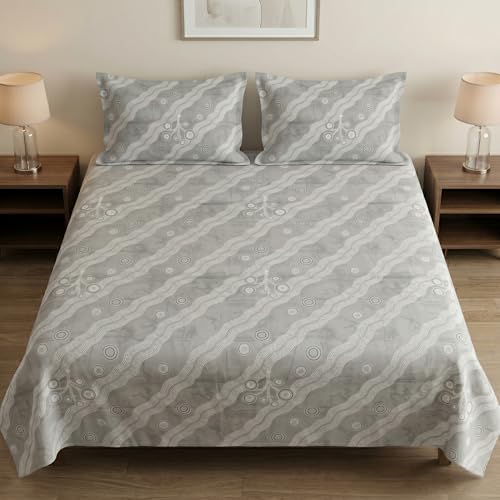 Image of Mafatlal 186 TC Metro Cotton King Size Bedsheet | 108 x 108 Inch|Soft, Breathable & Lightweight | Includes 2 Pillow Covers| Iron Grey 2