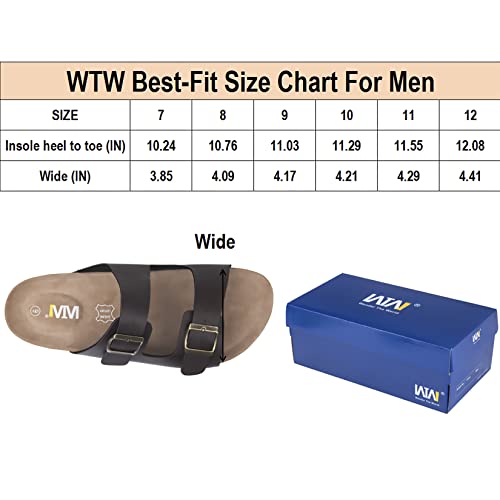 Wtw Slip On Flat Cork Sandals For Men With Adjustable Strap Buckle Open Toe Slippers Suede Sole (Us 9, Brown) #TOP6