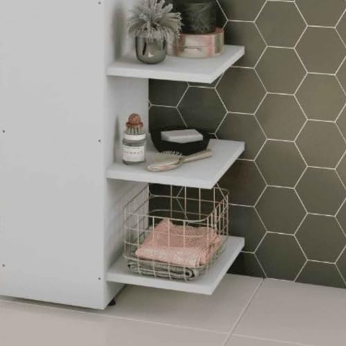 Gabinete de Banheiro Pia de Coluna Mark Flex Collor Branco/Nature