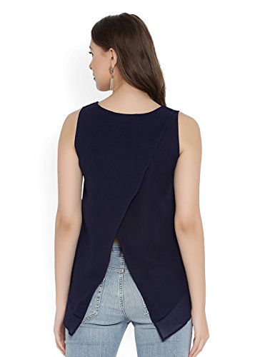 Image of RARE Women Navy Solid Styled Back Top (EP1670)