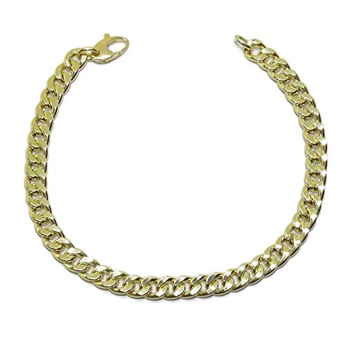 Never say Never Bracelet en or jaune 18 carats pour homme modèle barbada creux de 21,50 cm de long, 6 mm de large et 5.50 g de poids d'or 18 carats., Or jaune
