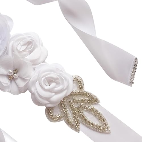 Bridal Wedding Belt with Rose Flower Bridesmaid Sash Evening Gown Belt for Banquets4