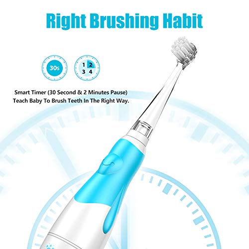 Dada-Tech Baby Electric Toothbrush, Toddler Teeth Brushes With Smart Led Timer And Sonic Technology For Infants Ages 0-3 Years (Blue) #TOP5