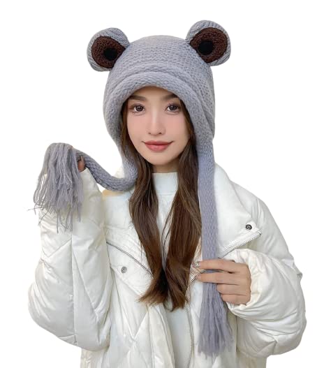 NictionBeanie Hat for Women Fashion Slouchy Knit Skull Beanie Cap Cute Plush Warm Frog Hat Beanies Hat Winter Casual Beanies Hat