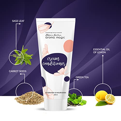 Image of Aroma Magic Cream Conditioner | for Split Ends, Dry Scalp & Dull Hair| Boost Hair Growth & Add Shine| Rosemary & Argan oils, Green tea, Carrot seed & Aloe Vera 200ml (Pack of 2)