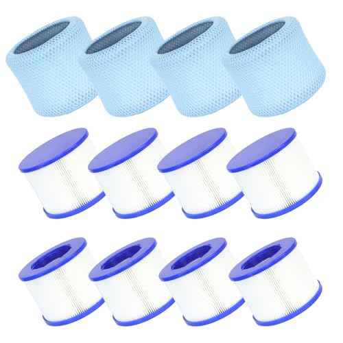 Lucasou Filtro 60% más denso, kit de repuesto de filtro de bañera de hidromasaje atornillado de alta eficiencia para spas inflables, portátiles y pequeños (8 filtros + 4 bolsas de filtro)