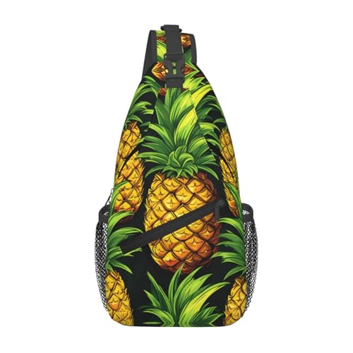 Sac de poitrine ergonomique à motif ananas : bagage compact et pratique pour voyage unisexe