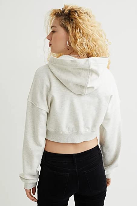 Image of Crop Zipper Hoodie for Women Winter Wear