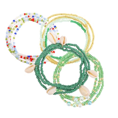 Hohopeti Waist Beads Set Elastic Glass Beaded Waist Chain for Women Swimwear Beach Body Jewelry Summer Accessory