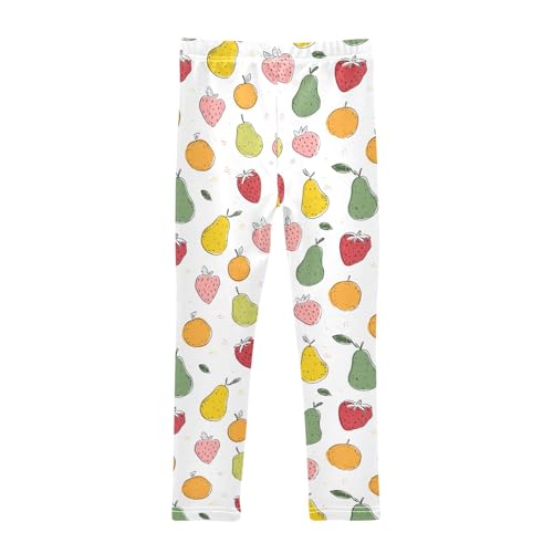 senya Girls Printed Leggings Yoga Pants Strawberry Pear Orange Pattern for Kids in 4t to 10 Years, 4T2