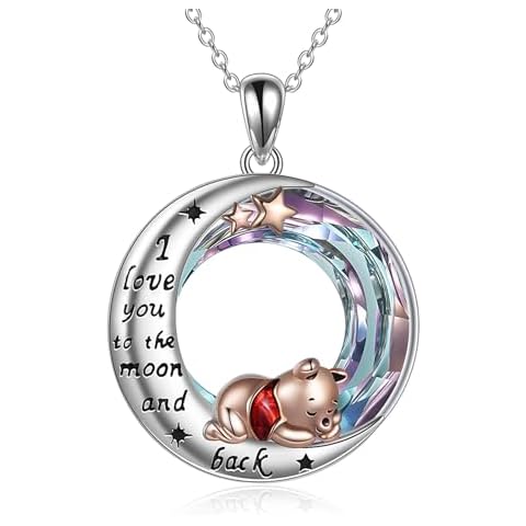 LILALO Bear Necklace Sterling Silver Moon Jewelry with I Love You To the Moon & Back Cute Animal Bear Gifts for Women Birthday Christmas Cover