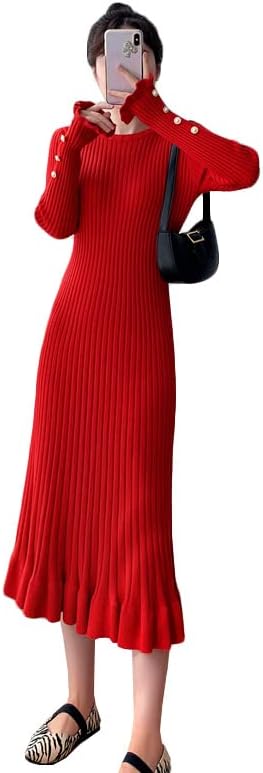 ｄｍｂｉｎｓｈｕｎ ニット ワンピース レディース 長袖 ミドル丈 セーター 可愛い ニットワンピース マーメイド フレア きれいめ ワンピ 通勤 秋冬 日本最大のブランド