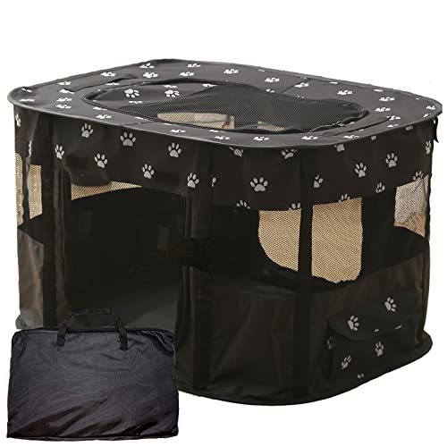 Foldable Pet Playpen Puppy Play Pen for Indoors Cute Small Dog Playpen Sturdy Playpen for Cats Outdoor xl Black  Cucciolini Doodles Foldable pet playpen puppy play pen for indoors cute small dog playpen sturdy playpen for cats outdoor xl black   cucciolini doodles