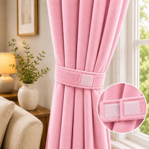 Image of Velvet Curtains | Heavy Soft Premium Velvet Drapes for Bedroom and Living Room | Semi Light Blocking, Thermal Insulated and Noise Reducing Window Panels | 5 Feet, Set of 2 (Baby Pink)
