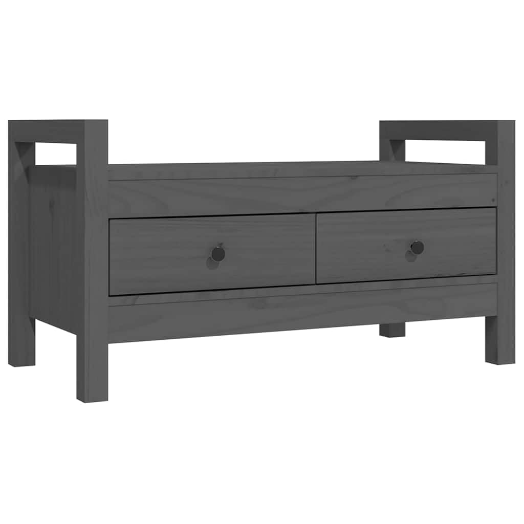 Panca da Ingresso Grigia 80x40x43 cm in Legno Massello di Pino