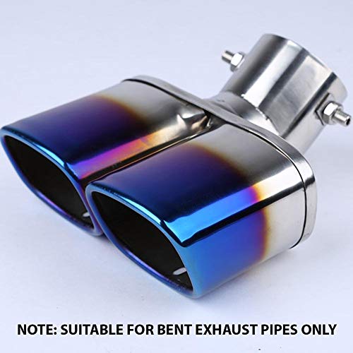 Image of Oshotto Stainless Steel SS-010-BLUE Car Exhaust Tailpipe Dual Pipe Cover Compatible with Maruti Suzuki Brezza - Multicolor