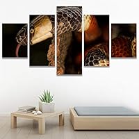 SIGNWIN 5 Panel Canvas Wall Art Modern Art Chic Expressive Frog Multicolor Photography Reptiles Snakes for Home Decorations Ready to Hang - 60