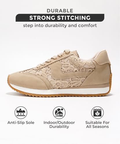 Project Cloud Sneakers for Women – Lightweight Lace-Up Shoes for Women with Memory Foam Insoles – Trendy Womens Shoes – Non-Slip, Comfortable Womens Sneakers (Madison, Raffia,9)3