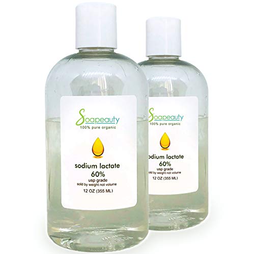 SODIUM LACTATE for Soap Making & Lotions | Organic 60% USP Pure Natural Preservative | Harder Bar of Soap, Bigger Yield, Faster Cure Time, Provides Moisture | Sizes 2 OZ to 1 GALLON | (24 OZ)
