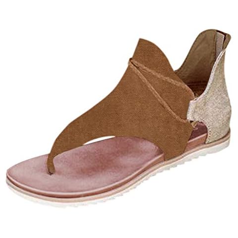DFEK Women's Comfy Flat Sandals Slippers Roman Back Strap Flip Flops Open Toe Casual Beach Sandals Flat Beach Shoes Elastic Ladies's Fashion slides Slides High Chunky Heel Buckle Ankle Strap Sandals Cover