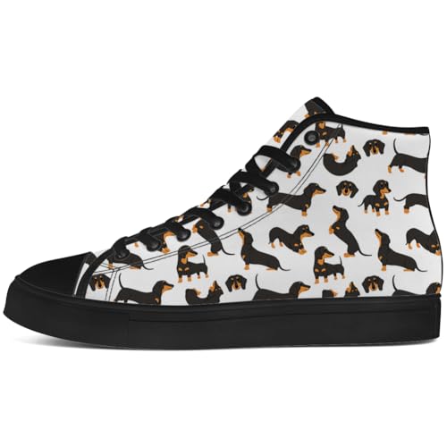 Dachshund Shoes Mens Womens Dog High Top Canvas Sneakers Lace Up Casual Walking Shoes Gifts for Men Women