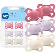 MAM Original Matte Baby Pacifiers 0-6 Months, Binky for Newborn Babies, BPA-Free Skin Soft Silicone Nipple, Easy to Clean, Developed with Medical Experts, 6 Pack, Made in Europe