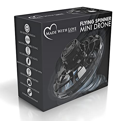 Made With Love Products Flying Spinner Mini Drone - Flying Ball Toys Hand Controlled UFO Drone - Flying Fidget ifly Spinner with Led Lights - Boomerang Mini Drones for Kids - Indoor Outdoor Drone Hover Toys for Boys & Girls