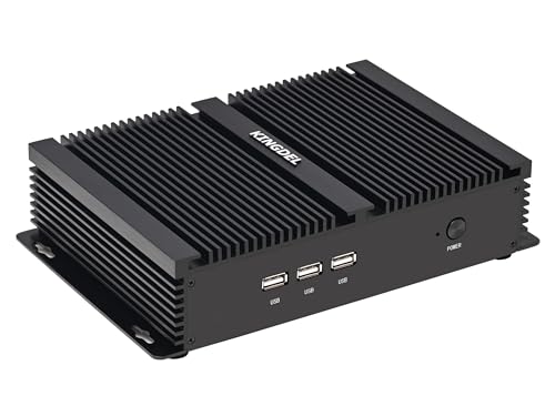 Image of KINGDEL Mini Desktop Computer, Micro Fanless PC with i7 12th Gen. CPU, 64GB DDR4 RAM, 1TB NVMe SSD, 4K 4096x2304, WF 6E + BT 5.3, HD Port, VGA, 2xCOM RS232, Full Metal Case