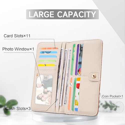 Wallet Women Ultra Slim Thin Womens Wallet RFID Blocking Bifold Clutch Long Ladies Wallet Rose BROWN2