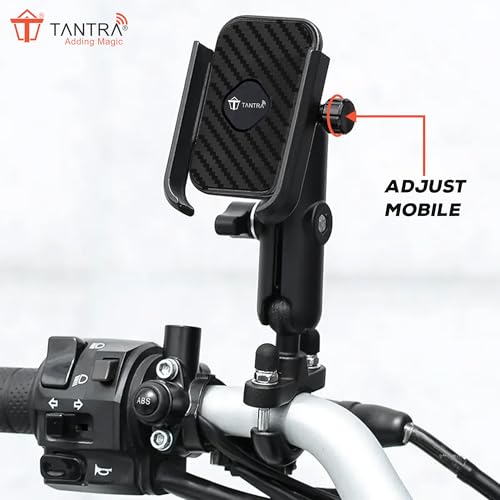 Image of TANTRA S25A Phone Holder - 360 Rotation with U-Bolt Base - Premium Aluminum Alloy - Secure Handlebar Mount for Smartphones
