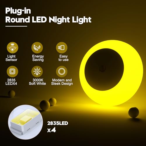 Image of fesnne Night Light, Night Lights Plug into Wall, Dusk to Dawn Sensor, Amber Led Night Light 0.5W, 8 Pack Nightlight for Adults, Bedroom, Bathroom, Hallway, Kitchen