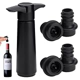Pompa Vuoto per Vino con 4 Tappi in Silicone Riutilizzabili, Tappi Ermetici per Conservare...