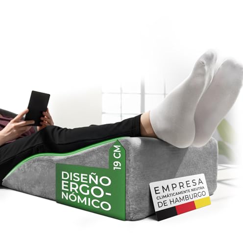Well B4 Almohada para piernas hinchadas con Varices PLANO - Cojin reposapiernas, dolor de espalda y rodillas, cuña para piernas pesadas, mejora la circulación, ergonomico, transpirable lavable