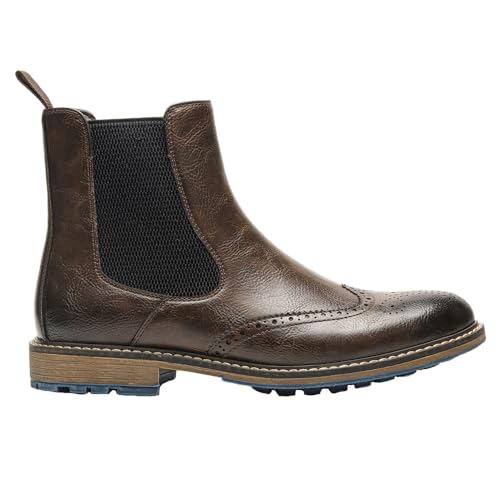 Harssidanzar Mens Chelsea Boots,Stylish and Comfort Leather Slip On Casual Dress Boots Slip-On Boots Shoes for Men KM304US3