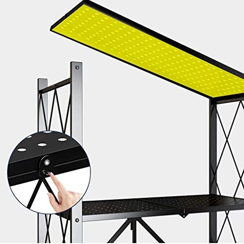 منظم معدني بسلك متعدد الارفف قابل للطي للمطبخ - عجلات 4 بوصة - 5 ارفف، أسود