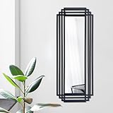 DAOYIJIAJU Geometric Wall Mirror, 42'x16' Art Deco Mirror wirh Black Metal Frame, Modern Rectangle Aesthetic Mirrors for Living Room Bedroom Entryway Hallway, Hangs Vertically or Horizontally