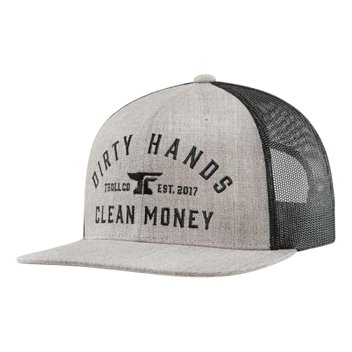 DHCM Classic Trucker Hat – Dirty Hands Clean Money Snapback Cap, Men’s Workwear Hat, Flat Brim, Adjustable Fit